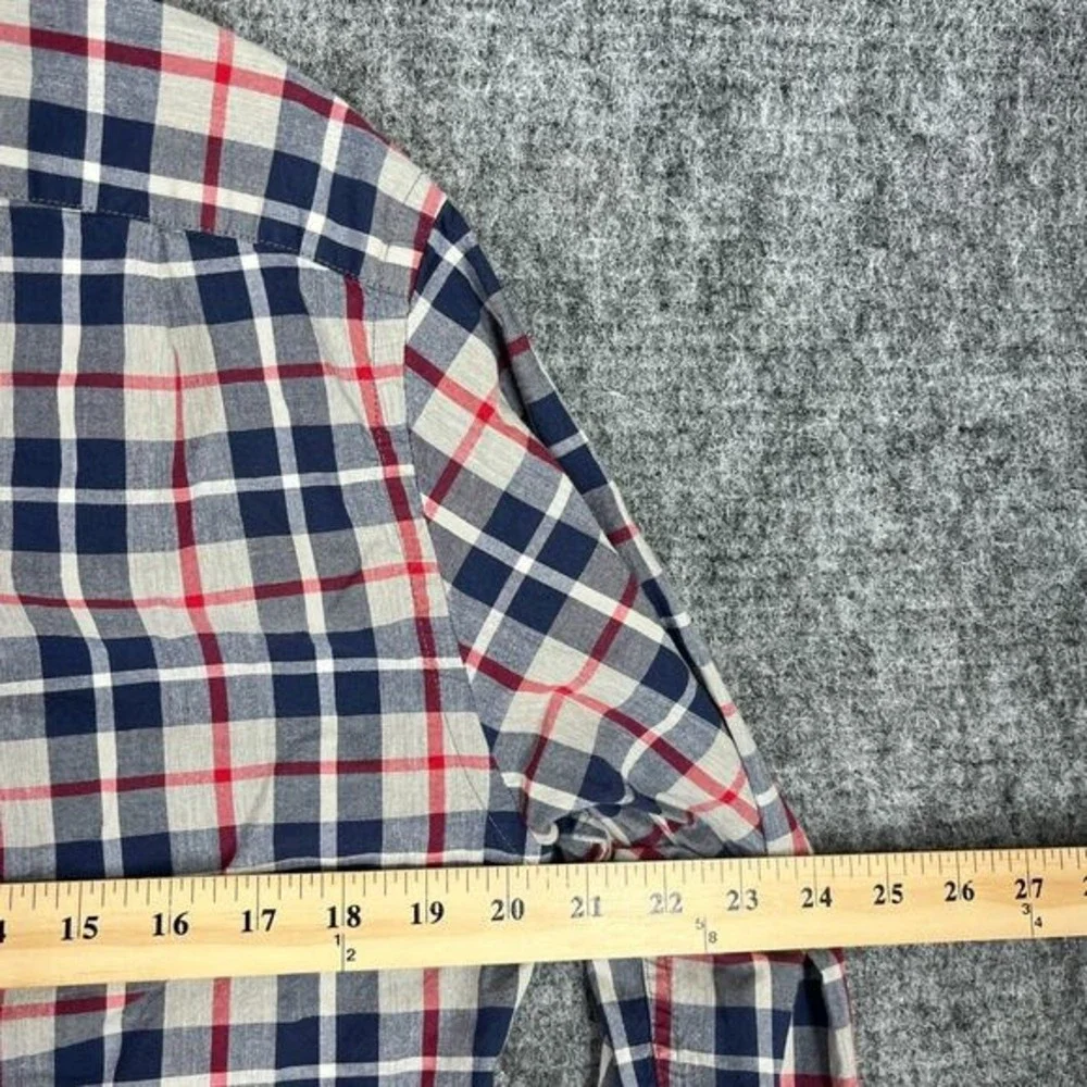 J.Crew Flex Washed Slim Shirt Men M Office Casual Poplin‎ Plaid Flex Washed